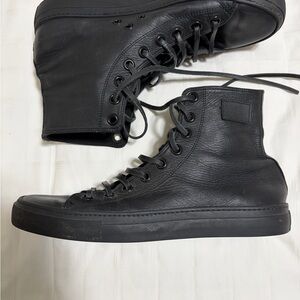Gucci Black Leather High-Top Sneakers